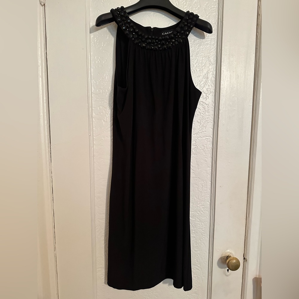 Women’s Gorgeous Black Dress w/ Beaded neck Sz: 4